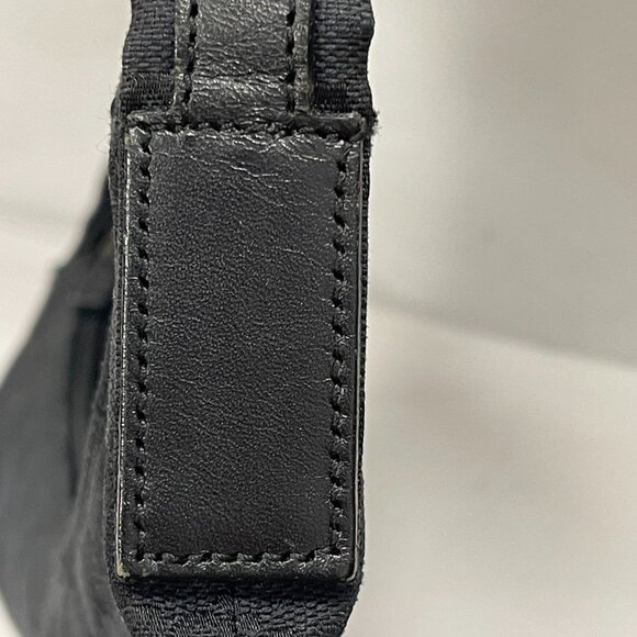 Gucci Black GG Canvas Hobo Bag w/ Leather Trim - Preowned - Picture 12 of 16